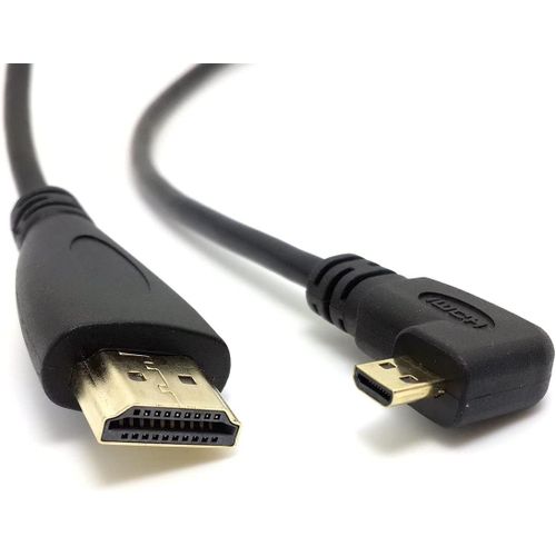 Câble micro HDMI vers HDMI mâle HDTV coudé à 90 degrés pour téléphone portable et tablette 150 cm