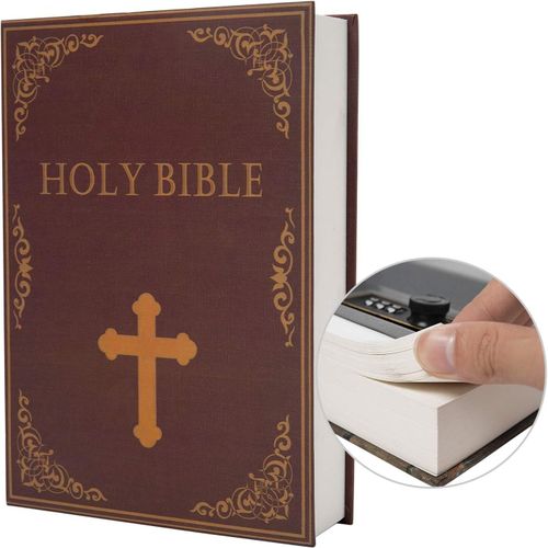 Boîte De Rangement Sûre De Livre De Détournement De Papier Réel, Coffre-Fort Secret De Dictionnaire Avec Serrure De Code/Clé, Coffre-Fort Caché De Livre De Flip (Code Bible)[Org222078]