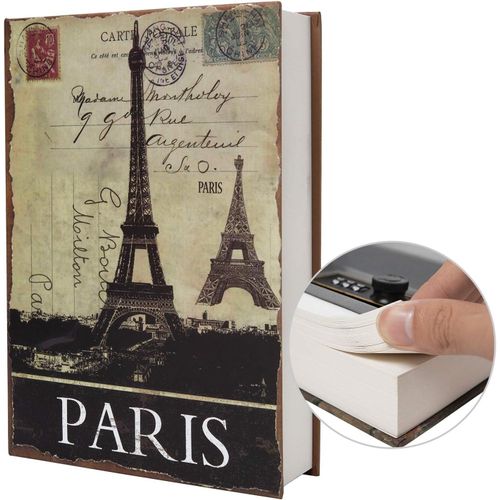 Boîte De Rangement Sûre De Livre De Détournement De Papier Réel, Coffre-Fort Secret De Dictionnaire Avec Serrure De Code/Clé, Coffre-Fort Caché De Livre De Flip (Clé De Paris)[Org222076]