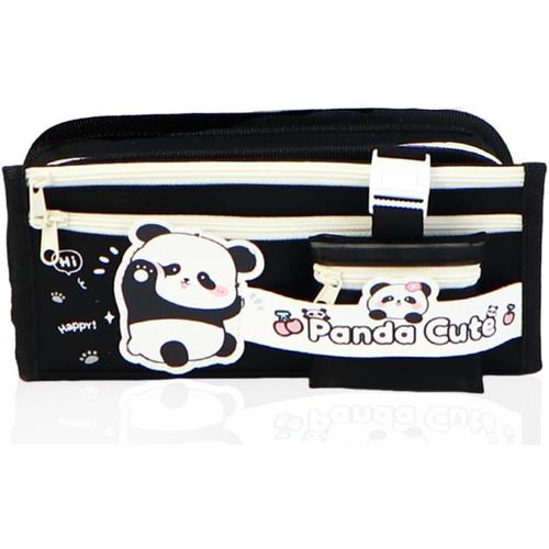 Boîte À Crayons Panda, Trousse Scolaire Panda,Crayons Rangement, Grande Capacité, Mignon Panda Pencil Bag Étui À Crayon Zippé Amovible Avec Papier Peint, (Panda Noir, 22x10x7cm)[Org221511]