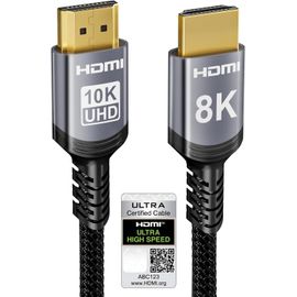 10K 8K Câble HDMI 2.1 48Gbps 0.5M, Certifié Ultra Haute Vitesse HDMI Cable 0.01ms 4K 240Hz 165Hz 120Hz 8K 60Hz eARC Netflix HDCP 2.3 2.2 DTS:X HDR10+ TV Moniteur Projecteur Roku PS5 X-box