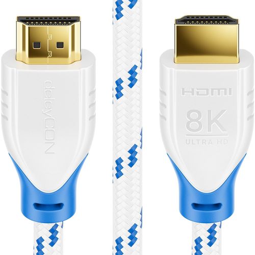 0,5m 8k Hdmi 2.1 Court Câble (48g, Ultra Haute Vitesse) 8k@60hz 4k@120hz 2k@144hz/165hz Earc Hdcp 2.3/2.2 - Compatible Avec Dts:X Hdr Dynamique Dolby Atmos Tv Ps5 Xbox - Blanc