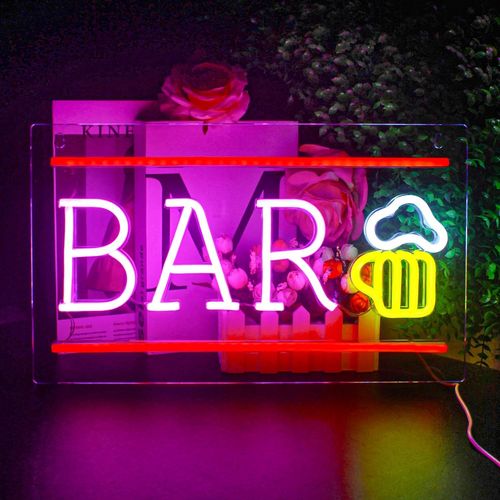 Bière Enseigne Au Néon Bar Lettre Neon Sign Enseigne Au Néon 3d Art Usb Jaune Rose Led Néon Appliques Murales Décoratives Pour Bar Party Discothèque Restaurant Célébration Party Sign