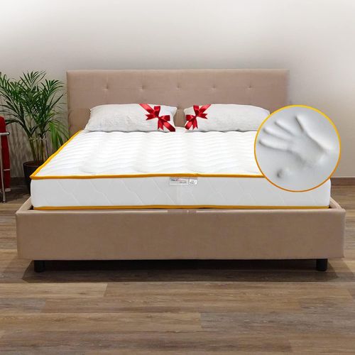 Matilde H22 cm, matelas orthopédique avec 4 cm à mémoire de forme + coussins de promo, tissu résistant rembourré hypoallergénique et antiacariens. Matelas adapté pour chaque filet, double 160 x 190