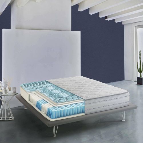 Matelas Royal Club avec Memory Foam 5 Cm et Ressorts ensachés, 9 Zone, 4 Poignées H 26 Cm Environ, 160 X 190, 160X190