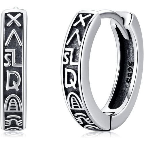 Boucles D'oreilles Pour Homme En Argent 925 Un Xe Noir Viking Créoles Pour Homme Protection Runique Bijoux Viking Hypoallergénique[X2403]