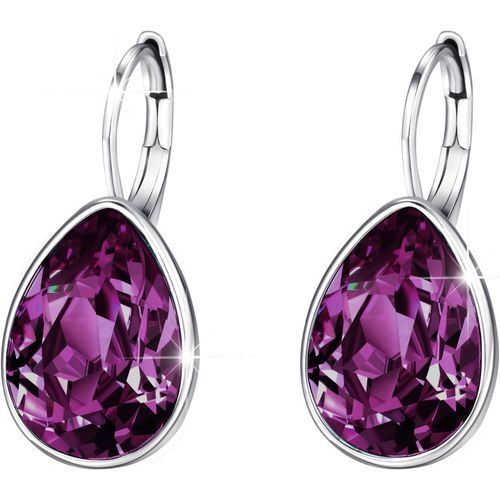 Boucles D'oreilles Pendantes Poire Boucles D'oreilles Femme Argent Cristal Scintillant Acier Inoxydable Bijoux Cadeaux[X858]