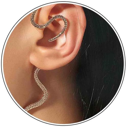 Boucles D'oreilles Serpent Punk En Or - Boucles D'oreilles Serpents Gothiques - Boucles D'oreilles Serpents - Faux Piercing - Bijoux D'animaux Cool Pour Femmes Et Filles - Cadeau D'halloween[X2645]
