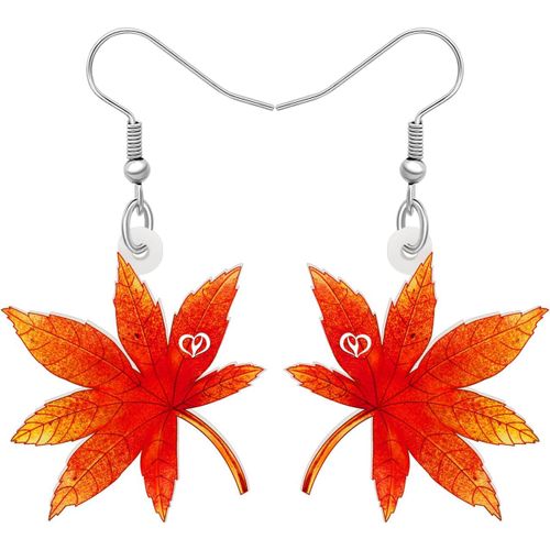 Boucles D'oreilles Mignon Feuilles D'érable Acrylique Pendants D'oreilles Bijoux Feuilles Plantes D'automne Pour Femmes Filles Enfants[X2224]