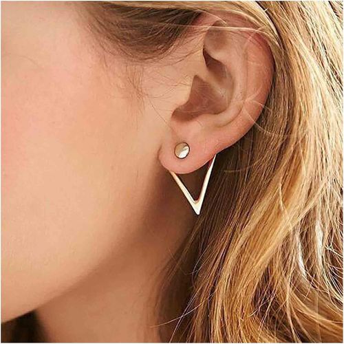 Boucles D'oreilles Triangulaires Bohèmes Dorées À Tige Triangulaire, Géométriques, Double Face, Minimalistes, Bijoux Pour Femmes Et Filles[X2235]
