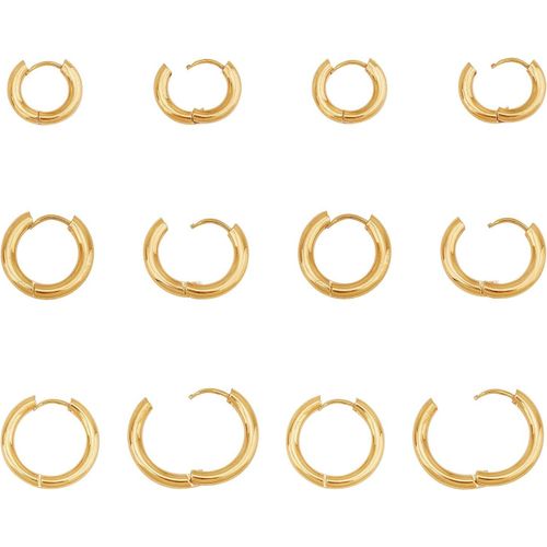 Environ 12 Pièces 14/16/21mm Boucles D'oreilles Hypoallergéniques Or Chirurgical En Acier Inoxydable Huggie Cerceau Boucle D'oreille Anneau Pour La Fabrication De Boucles D'oreilles[X382]