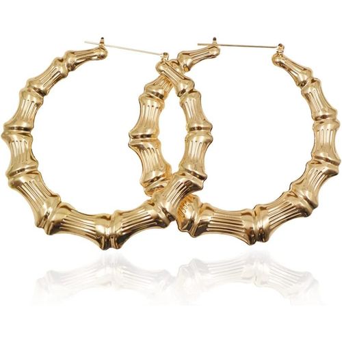 1 Paire Léger Grand Boucles D'oreilles Bambou, Femme Plaqué Personnalité Boucles D'oreilles, Boucle D'oreille Pendante Hip Hop[X395]