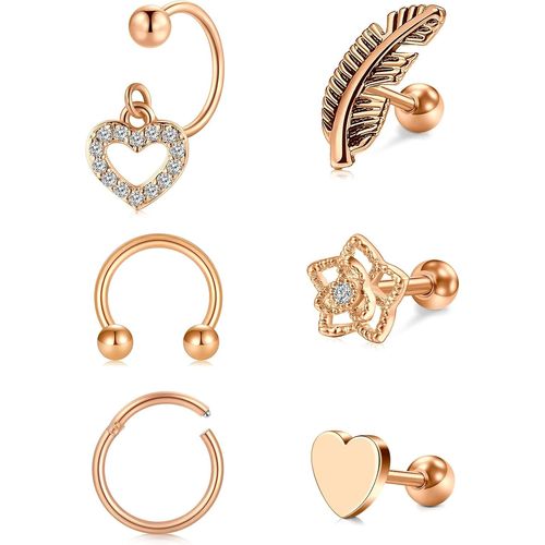 Piercing Oreilles Cartilage Piercing 14pcs Tragus Acier Inoxydable Cz Piercing Oreille Helix Tragus Cartilage Lobe Pour Femme Mix Styles[X989]