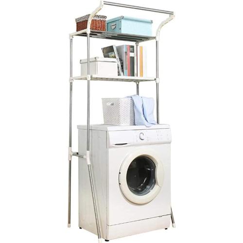 Etagère De Salle De Bain En Métal Supports De Rangement Dessus Machine À Laver Toilettes Wc Avec 2 Tablettes Organisateur Stockage Rack Multifonction Montage Facile - Ivoire[ADP2202833]