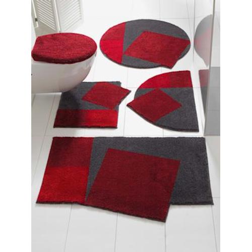 Tapis De Bain 100% Acrylique - - Rouge-Gris