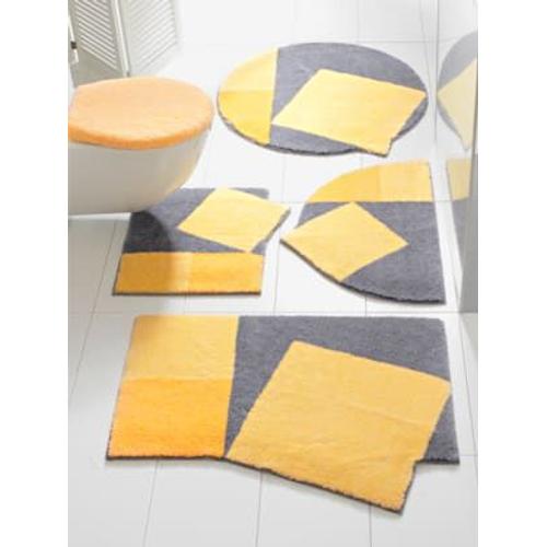 Tapis De Bain 100% Acrylique - - Jaune-Gris