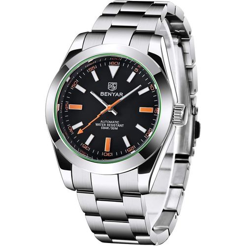 Benyar Élégante Montre Mécanique Automatique 41mm Pour Hommes, Étanche, Avec Bracelet En Acier Inoxydable, Lumineuse Et Décontractée, Montre-Bracelet Analogique D'affaires[Q989]