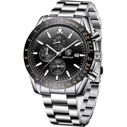 Benyar Montre Analogique À Quartz Pour Homme Avec Bracelet En Caoutchouc Montre Homme Chronographe Montres Étanches Hommes[Q2039]