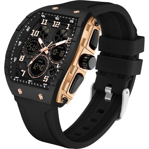 Montre Analogique Numérique Pour Homme - Étanche - Style Militaire - Style Décontracté - Quartz - Avec Chronomètre Led - Compte À Rebours - Alarme - Écran Incurvé[Q3797]
