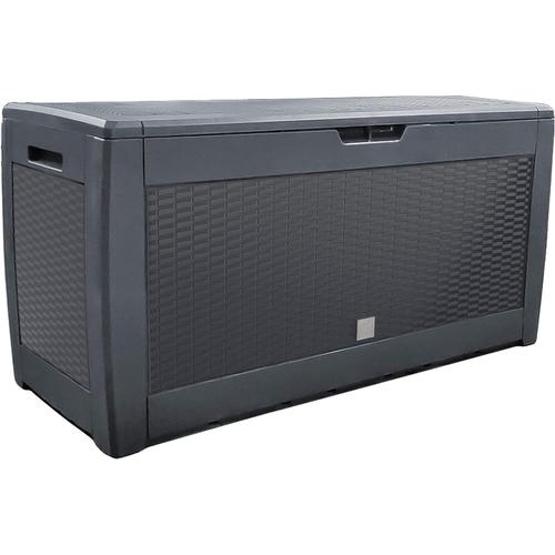 Coffre De Rangement Exterieur 310l En Pp 119 X 48 X 60 Cm Fabriqué En Europe Style Polyrotin Anthracite[Adp2204404]