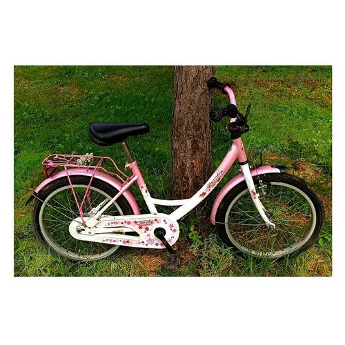 Velo Porte Bagage Enfant 6/8 Ans 18" Pouces Rose Nacré Et Blanc Bicyclette Cycliste Jeune Fille Demoiselle Sport Detente Jouet Fillette Equilibre De Plein Air Exterieur Pratique Solide