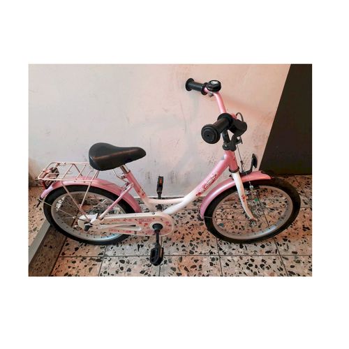 Velo Porte Bagage Enfant Reglable 18" Pouces Rose Nacré Et Blanc Bicyclette Girly Cycliste Jeune Fille Ajustable Demoiselle Sport Detente Jouet Fillette Equilibre D Plein Air Exterieur Pratique Solide