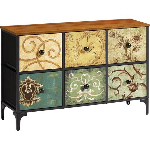 Commode Avec 6 Tiroirs En Tissu, Commode Chambre, Meuble De Rangement, Meuble Chambre, Armoire À Tiroirs Pour Cuisine, Bureau, Couloir, Meuble Tv Avec Tiroirs¿Style Campagnard[Adp2210068]