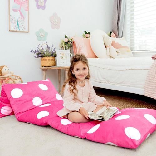 Housse De Coussin De Sol, Solution De Siège Confortable Et Élégante Pour Enfants, Tapis De Sieste Pour Tout-Petits, Housse Uniquement, Pois Rose Vif, King[Adp2208337]