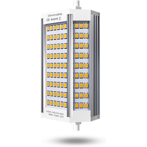 30W R7S Dimmable 118Mm Ampoule Led J118 Projecteur Lumière Du Jour 4000K Double Extrémité 3000Lm Équivaut À 300W Ampoule Halogène Pour Maison, Salon, Balcon, Bureau, Hôtel, Restaurant (1Pcs)[L1220]