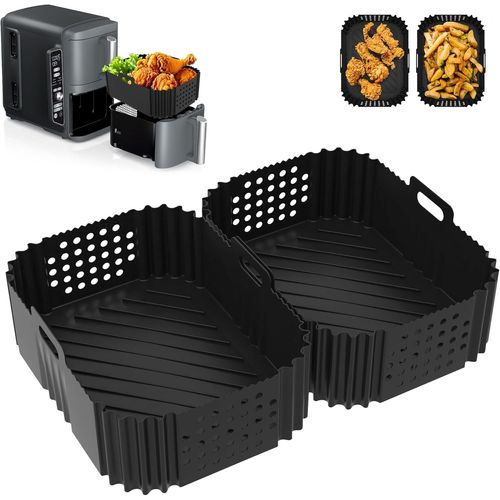 ipow 2 Pcs Moule en Silicone pour Friteuse à Air, Air Fryer Accessoires pour Ninja Double Stack XL SL400EU, Foodi Max Dual Zone AF400EU AF300EU, s, Faciles à nettoyer.[G577]