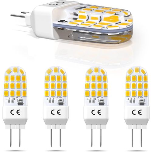 G6.35 Ampoules À Culot À Deux Broches, 3.5w Led Gy6.35 Ampoules Capsule Transparente -12v Ac/Dc 12v Basse Tension, Blanc Chaud 2700k - 350lm - Equivalent À 35w (Paquet De 5)[L1760]