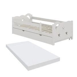 Vitalispa Lit Pour Enfant Jessica, Blanc, 80x160 Cm Avec Tiroir Et Matelas