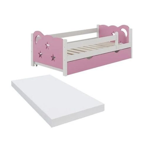 Vitalispa Lit Pour Enfant Jessica, Rose, 70x140 Cm Avec Tiroir, Sans Matelas