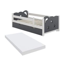 Vitalispa Lit Pour Enfant Jessica, Gris, 70x140 Cm Avec Tiroir, Sans Matelas