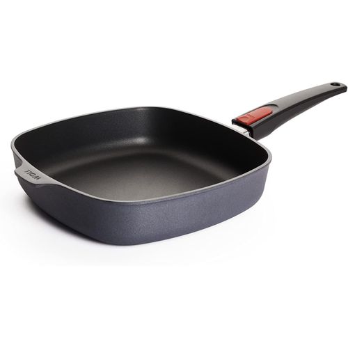 Poêle Carrée 26 X 26 Cm, Hauteur 6 Cm, Avec Manche Amovible - Convient Pour Vitrocéramique, Gaz, Électrique, Halogène - Ne Convient Pas Pour L'induction, Fonte D'aluminium,