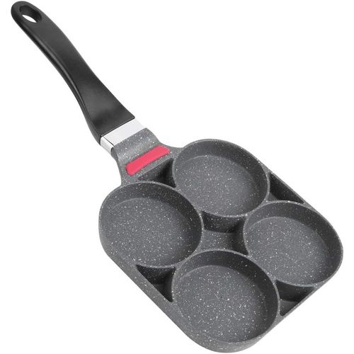 Poêle À ?ufs Au Plat, Poêle À ?ufs Et Pancakes 4 Trous Avec Revêtement Anti-Adhésif En Aluminium Pour Induction, Gaz, Vitrocéramique, Poêle Électrique Pour ?ufs Au Plat, Pancakes, Noir
