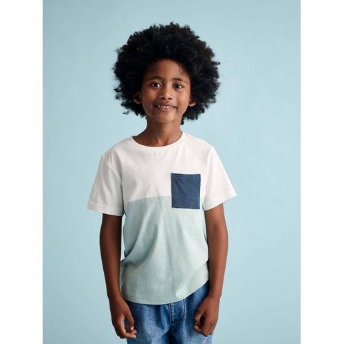 T-Shirt Coloblock Garçon Manches Courtes Menthe