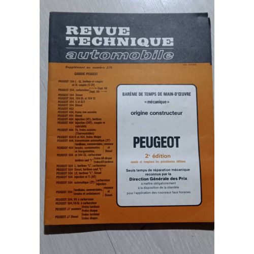Rta Playmo Au Numéro 376 Barème Mécanique Peugeot