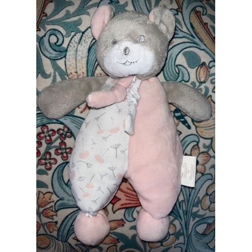 Doudou Ours Blanc Rose Mustela Peluche Oursonne Musti Fleurs Jouet Bébé 
