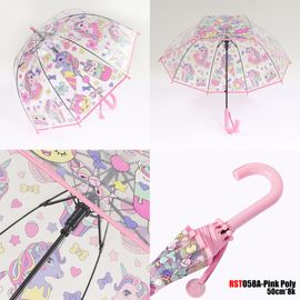 Parapluie De Princesse Kawaii Avec Reliure Pour Enfants,Joli Parapluie En Plastique Transparent,Impression Nairobi - Pink Pony-A