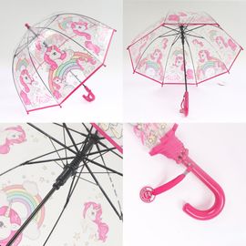 Parapluie De Princesse Kawaii Avec Reliure Pour Enfants,Joli Parapluie En Plastique Transparent,Impression Nairobi - Red Unicorn