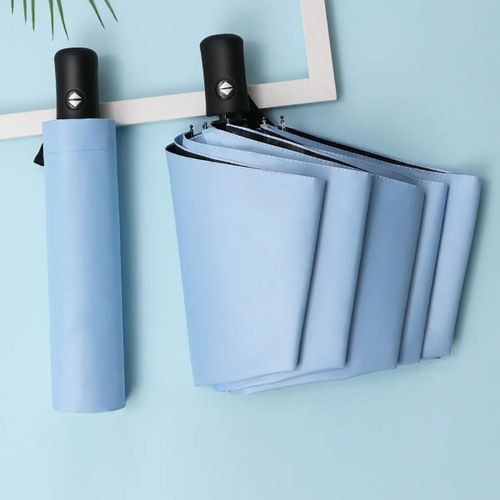 Parapluie Pliant Automatique À 8 Nervures,Compact,Léger,Durable,Protection Uv,Pluie Et Soleil,Parasol Automatique - Bleu Ciel-F