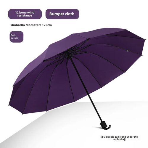 Grand Parapluie Pliable Pour Femme,Parasol Durable- Modèle Manuel 12 Os Diamètre 125cm Sans Colle (Violet + Spécification