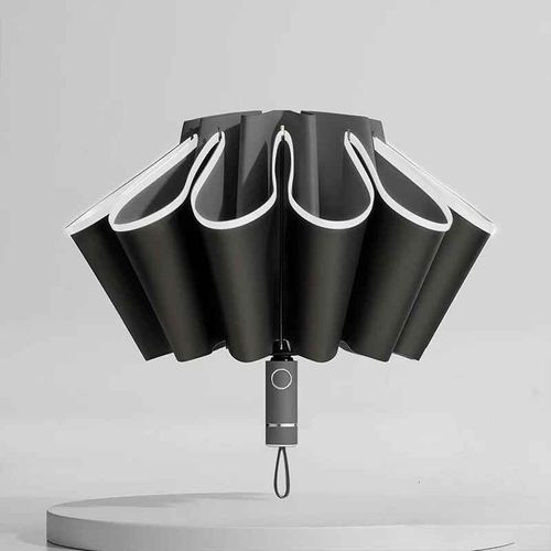 Parapluie Pliant Entièrement Existent Pour Homme Et Femme,Avec Rayures De Moulage Coupe-Vent,Uv- Black-E3065