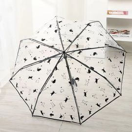 Parapluie Pliant Automatique Transparent Chat Sakura Japonais,Mignon,Renforcé,Célébrité Internet,Photographie- Black-D6403