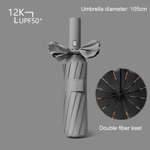 Parapluie Coupe-Vent Sophia Pour Hommes Et Femmes,Grand Parapluie De Voyage Pliant Automatique,Parapluies De Pluie- Grey 24 Bone