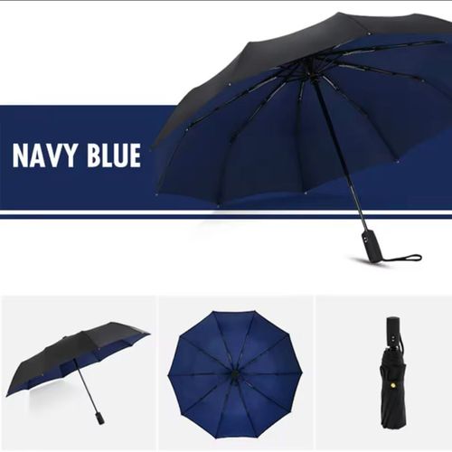 Parapluie Double Couche Pour Homme Et Femme,Coupe-Vent,Entièrement Existent,Pluie,Bain,Luxe,Business,Grand Parasol- Blue-F13184