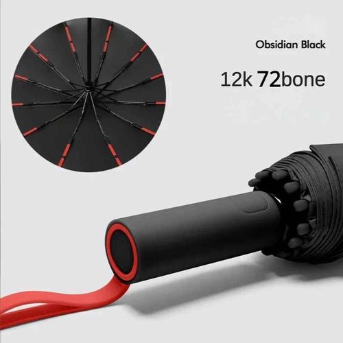 Parapluie Pliant Coupe-Vent Entièrement Existent Pour Homme Et Femme,Grand Renforcé 72 Sophia,Protection - Black (72 Bone)