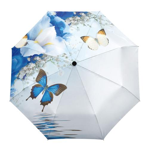 Parapluie Papillon Doré Pour Femme,Beau Parapluie Créatif,Pluie,Trois Parapluies Pliants,Coupe-Vent,Art Floral-B972495920