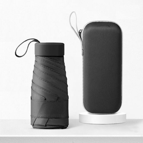 Mini Parapluie Capsule,Protection Contre La Pluie Et Le Soleil,Parasol Portable De Voyage En Plein Air Avec Boîte - Black-F4238